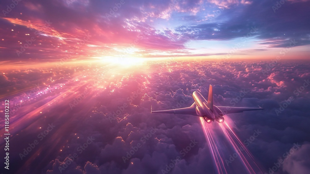 A vibrant sunset view from an aircraft, showcasing clouds and colorful skies. A vibrant sunset view from an aircraft, showcasing clouds and colorful skies.