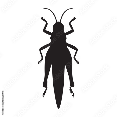 Silhouette grasshopper Insect animal black vector illustration ,Grasshopper silhouette vector illustration, Bugs Vector Silhouette