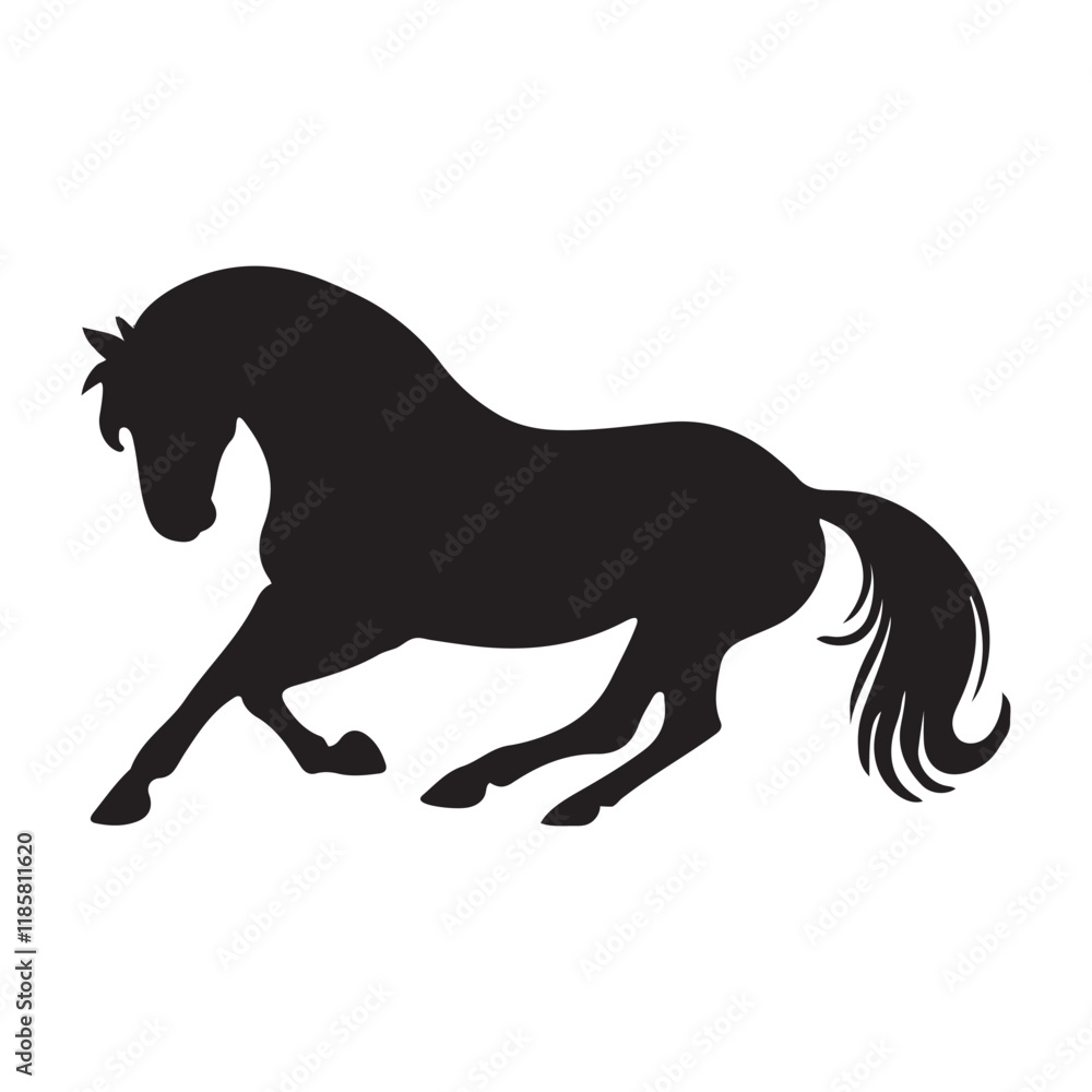 silhouette of a running horse, Drawing the silhouette of horse , Horse Icon silhouette of a running horse, Drawing the silhouette of horse , Horse Icon