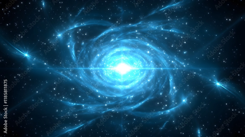 Obraz premium Cosmic Nebula Glowing Stars and Galaxy Swirl