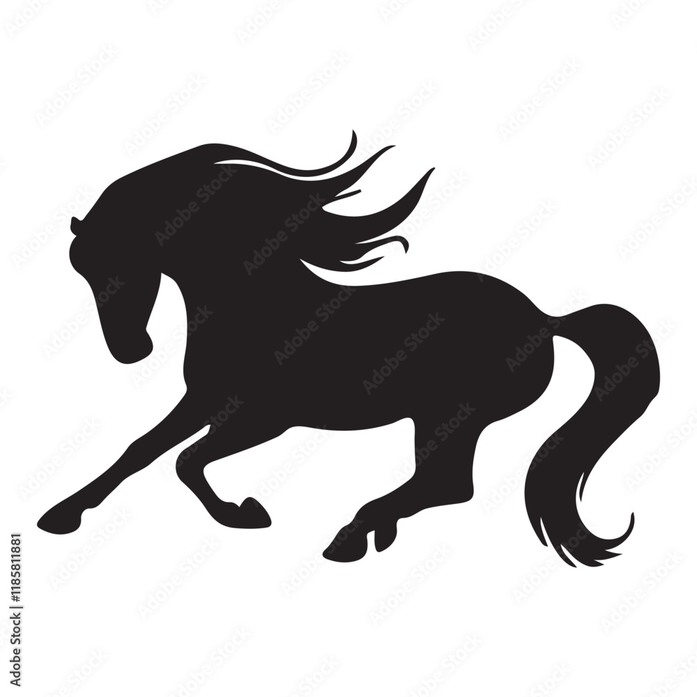 Obraz premium silhouette of a running horse, Drawing the silhouette of horse , Horse Icon 