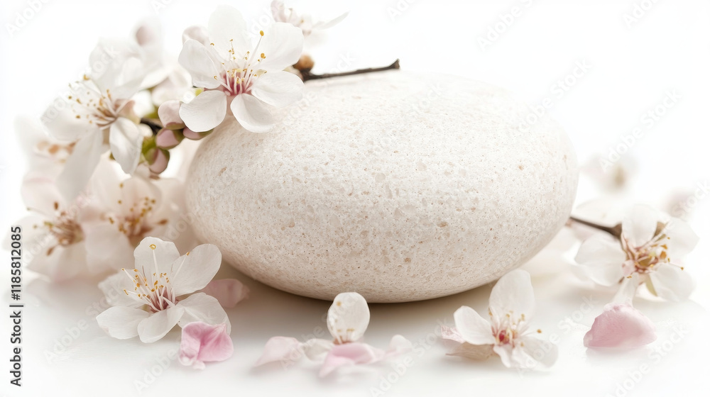 Spa stone and tropical flower isolated on white background Spa stone and tropical flower isolated on white background
