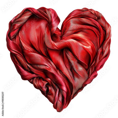 Abstract Red Silk Heart Dig...