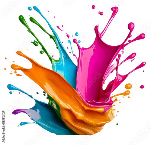 Vibrant CMYK Paint Splash C...