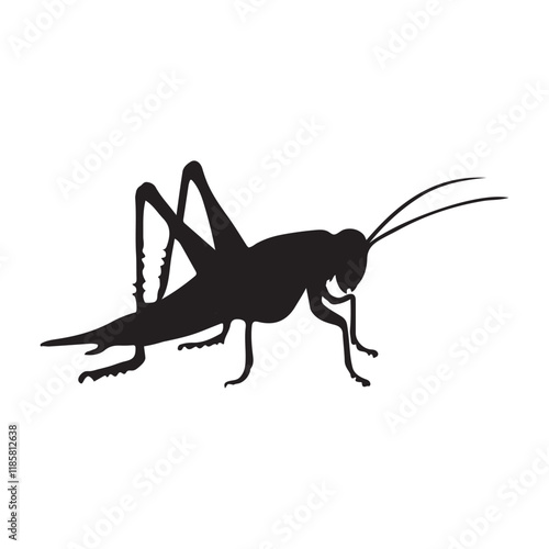 Silhouette grasshopper Insect animal black vector illustration ,Grasshopper silhouette vector illustration, Bugs Vector Silhouette