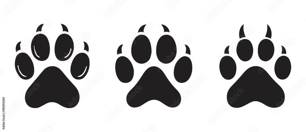 Animal Footprints Line Icons Set, Paw print simple icon. Cute animal track, dog or cat paw print illustration, Animal Footprints Line Icons Set, Paw print simple icon. Cute animal track, dog or cat paw print illustration,