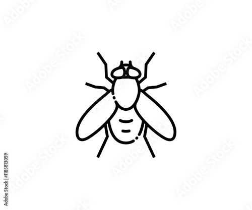 Fly insect icon in line design. Fly, insect, wings, pest, bug, airborne, anatomy on white background vector. editable stroke icon