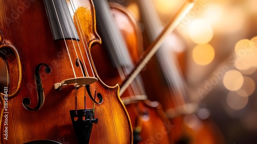Exquisite violins arranged for an orchestral performance