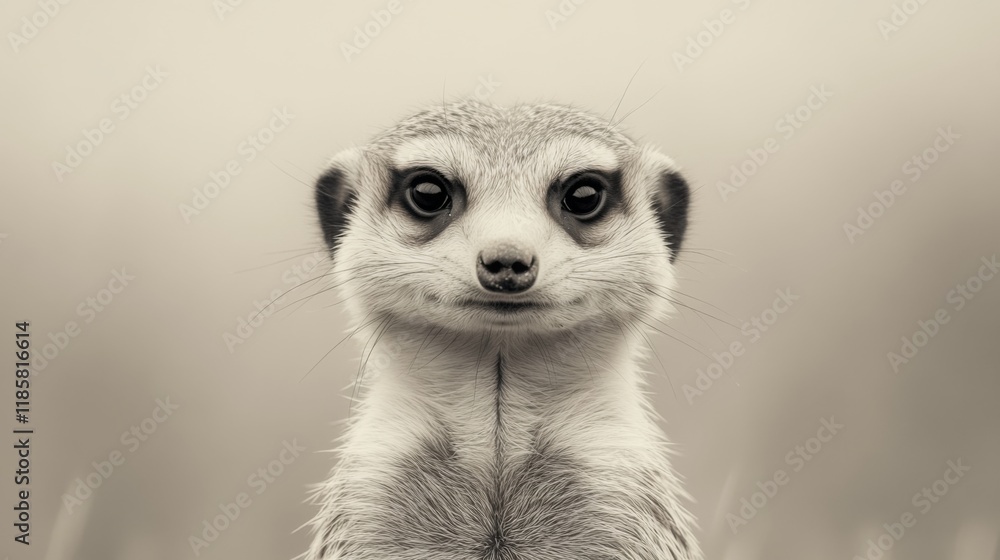 Fototapeta premium Close-up sepia portrait of a meerkat.