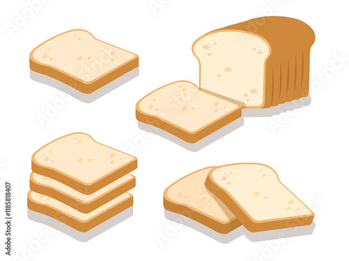 Bread sliced bakery icon set vector illustration