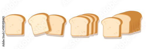 Bread sliced bakery icon set vector illustration