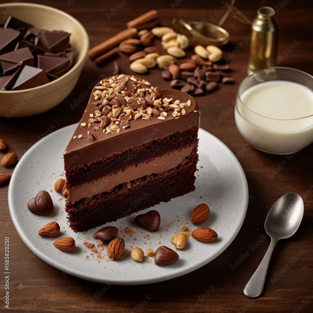 A slice of chocolate peanut cake A slice of chocolate peanut cake