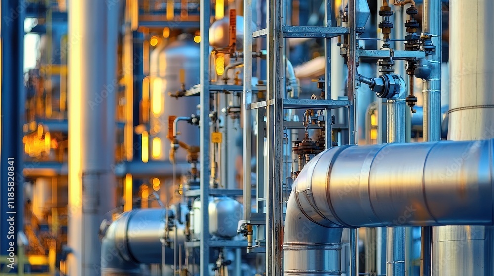 Comprehensive overview of an oil refinery facility. Comprehensive overview of an oil refinery facility.