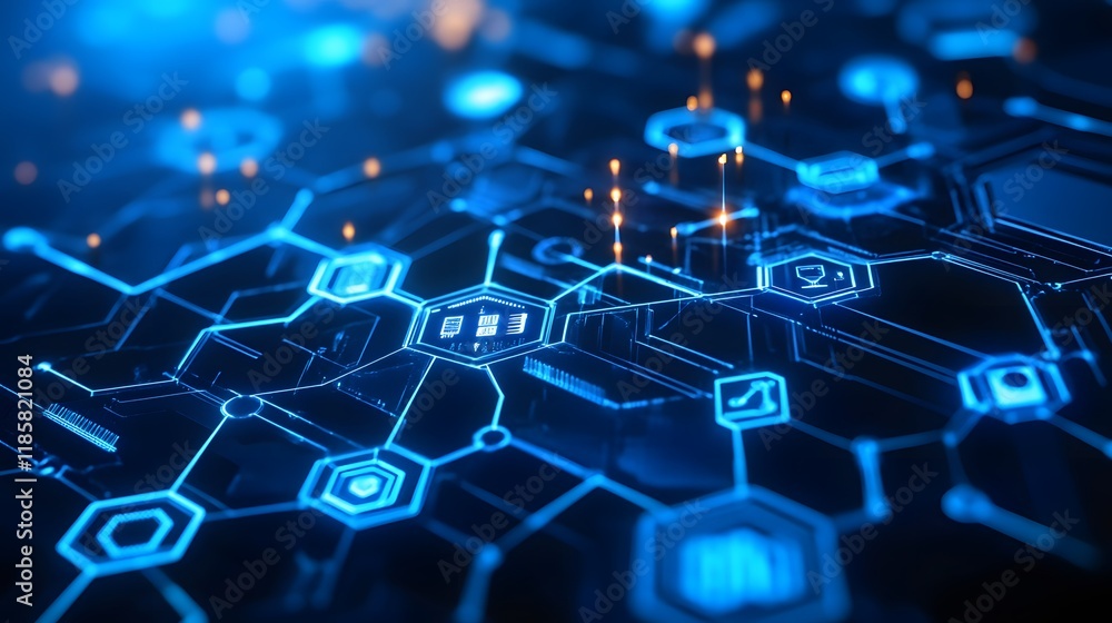 Obraz premium Futuristic Blue Digital Network Technology Background
