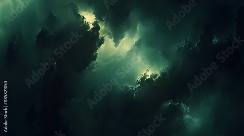 Wallpaper Mural Dark Green Cloudscape  Dramatic Sky  Moody Atmosphere  Abstract Background Torontodigital.ca