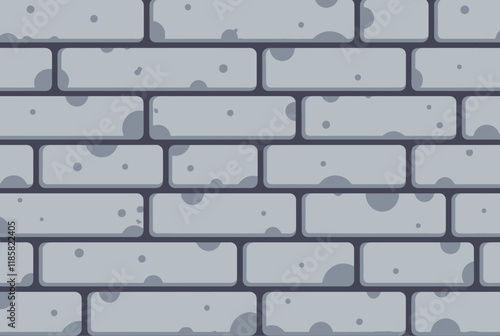 Textured brick wall with irregularities and stains, vector illustration, abstract background.