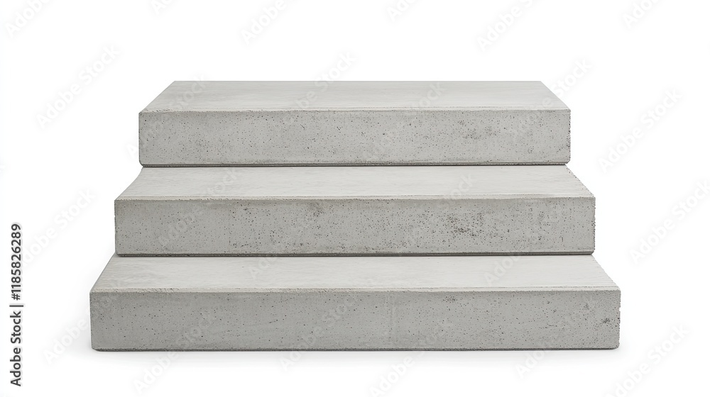 Minimalist Concrete Staircase with Three Steps Isolated on White Background for Modern Architectural Design Concepts Minimalist Concrete Staircase with Three Steps Isolated on White Background for Modern Architectural Design Concepts