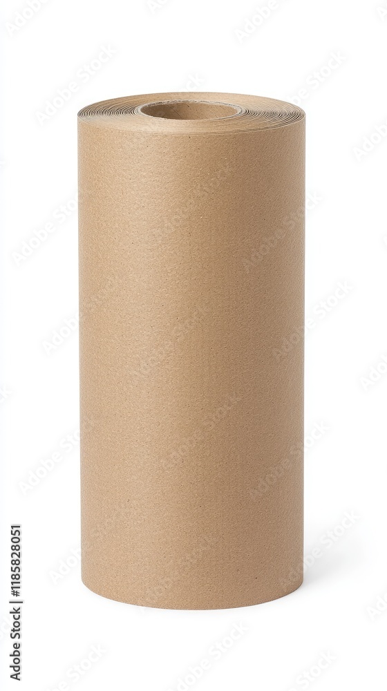 Brown Kraft Paper Roll Isolated on White Background for Packaging and Crafting Projects Brown Kraft Paper Roll Isolated on White Background for Packaging and Crafting Projects