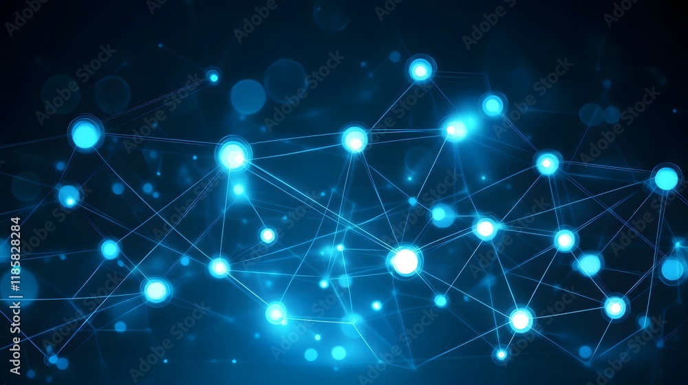 Fototapeta premium Global Network Connection Abstract Blue Technology Background
