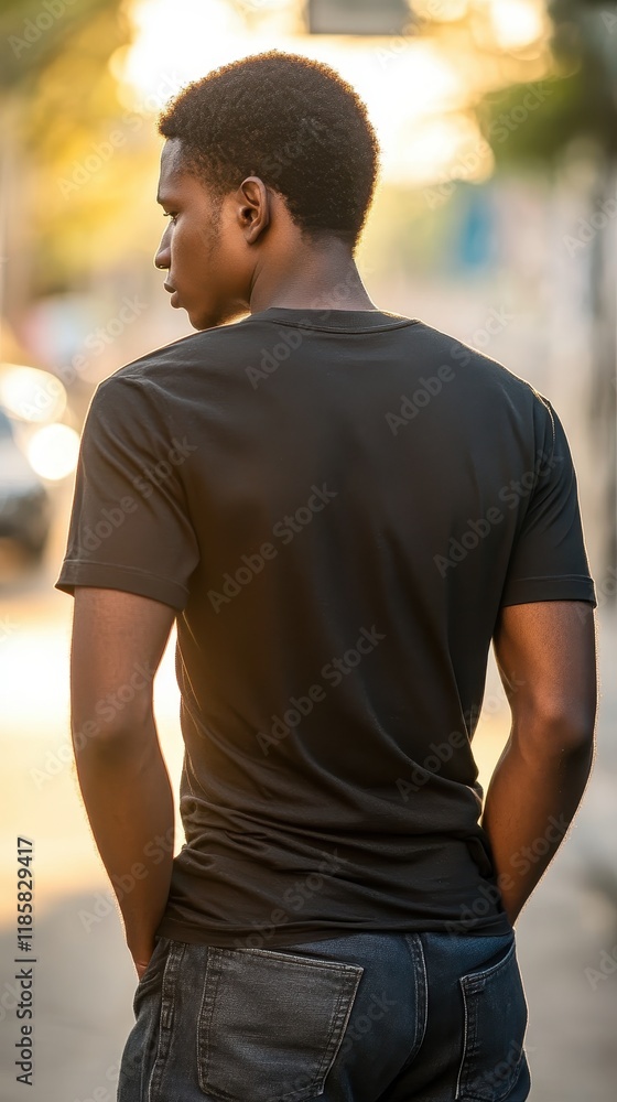 Golden Hour Silhouette: A Man's Backlit Stroll Golden Hour Silhouette: A Man's Backlit Stroll