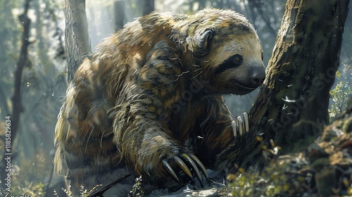 
The giant ground sloth, scientifically known as Megatherium, was a prehistoric mammal that lived during the Pleistocene Epoch, approximately 2.6 million to 10,000 years ago. These enormous herbivores