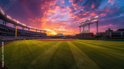 Truist Park Sunset Panorama: Baseball Stadium at Golden Hour