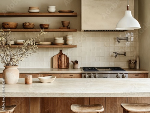 Modern minimalist kitchen w...