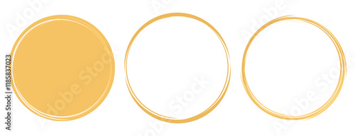 Gold circle background and gold ring signs isolated on white background vector.