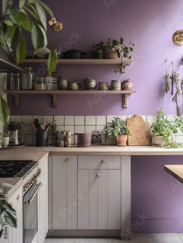Lavender Kitchen With Plant...