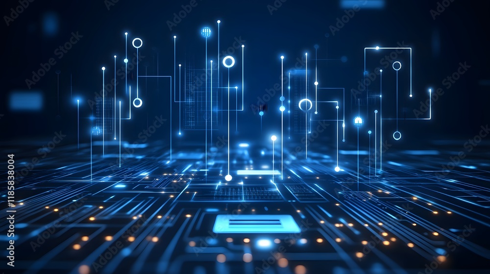 Obraz premium Futuristic Digital Network Technology Abstract Background