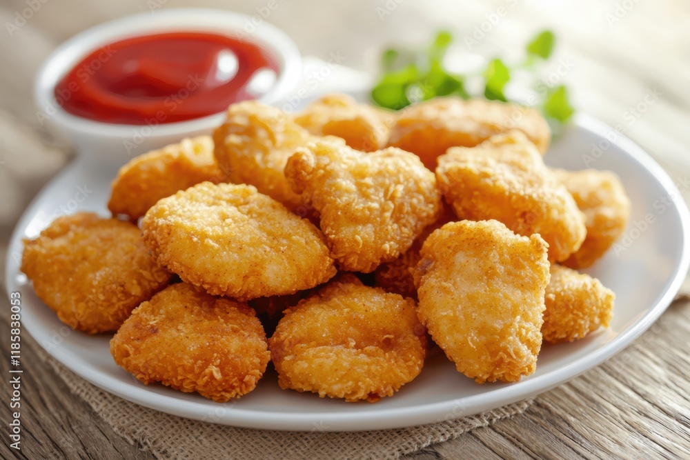 Crispy and golden fried chicken nuggets Crispy and golden fried chicken nuggets