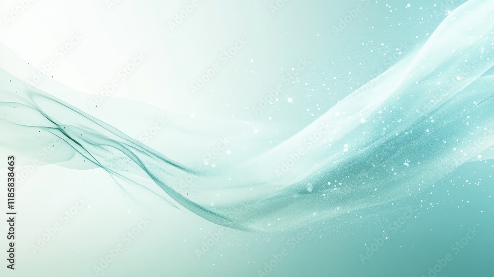Soft Ethereal Flowing Waves with Sparkles in Gentle Aqua Color Soft Ethereal Flowing Waves with Sparkles in Gentle Aqua Color