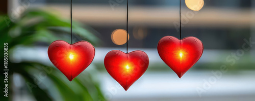 Cupid shaped lanterns with glowing arrows, creating a whimsical atmosphere at a Valentine s celebration photo