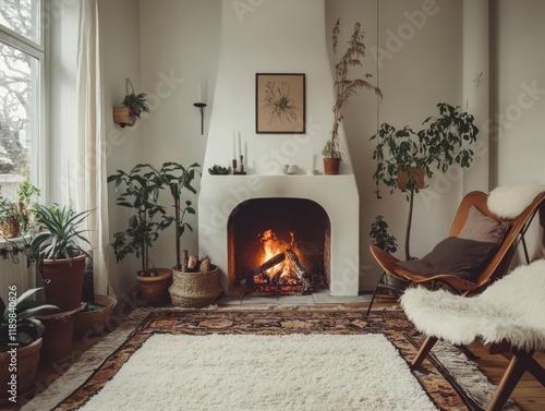 Cozy Living Room with Firep...