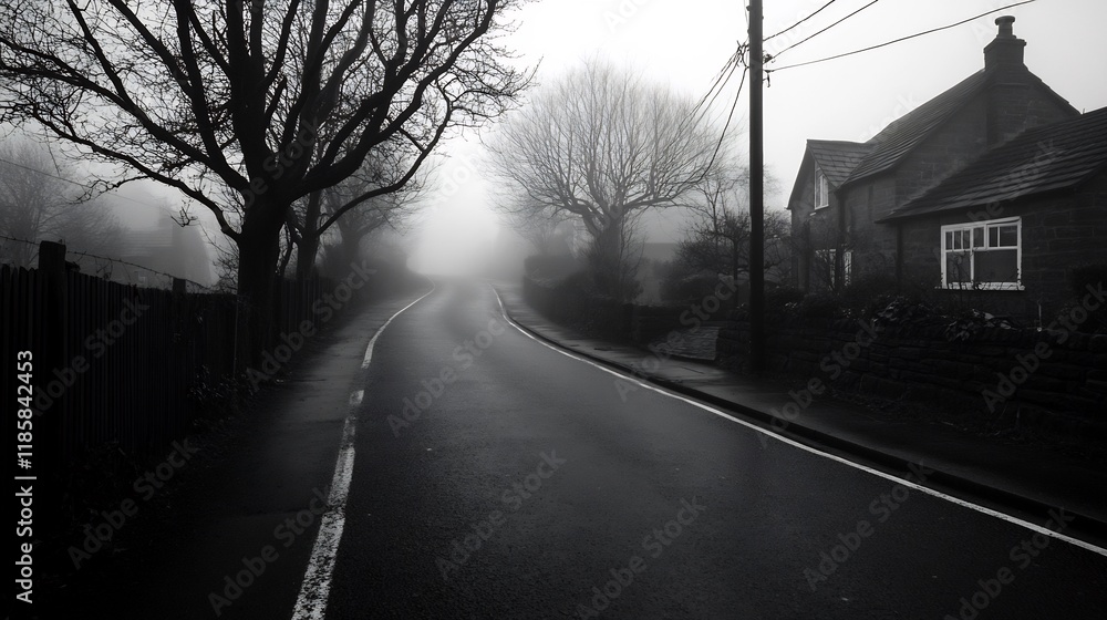 Misty Morning Road, Rural England Misty Morning Road, Rural England
