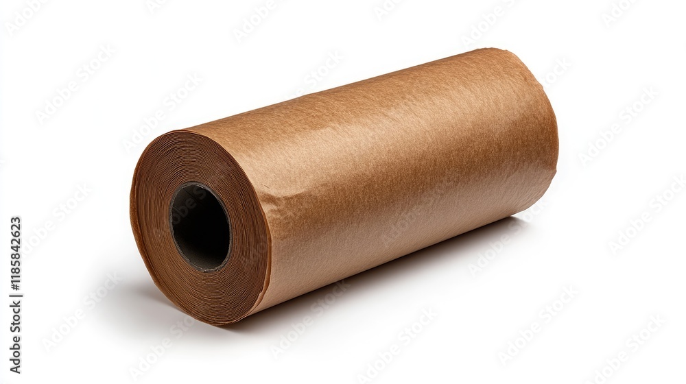 Roll of Brown Kraft Paper Isolated on White Background for Packaging and Crafting Projects Roll of Brown Kraft Paper Isolated on White Background for Packaging and Crafting Projects
