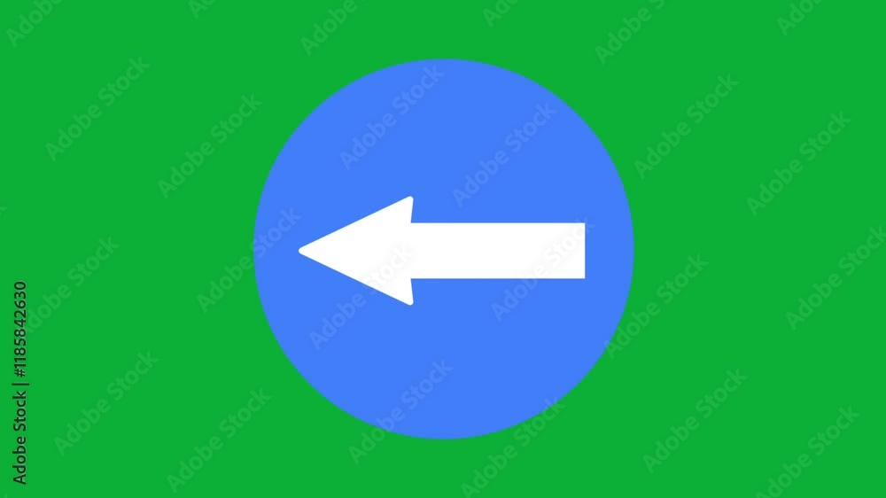 Leftward traffic arrow sign on green screen background for navigation and motion graphics designs Leftward traffic arrow sign on green screen background for navigation and motion graphics designs