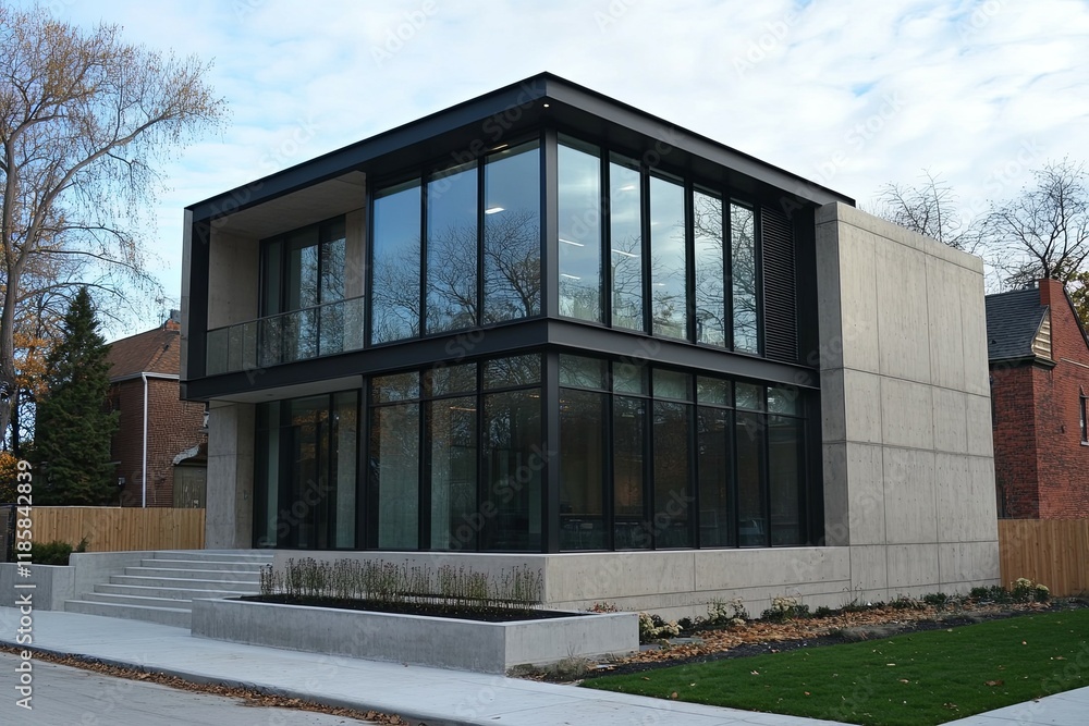 Compact two-story modern office building with industry Compact two-story modern office building with industry
