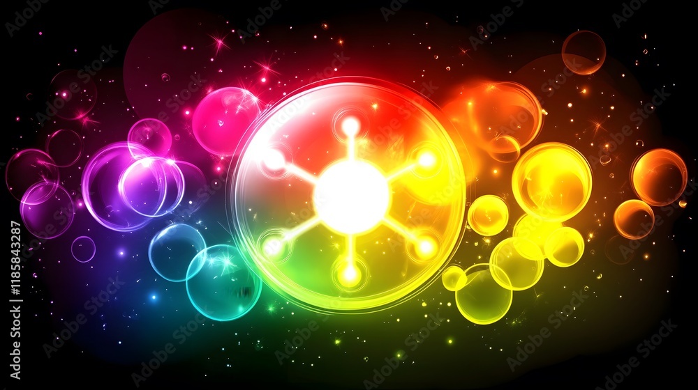 Rainbow Bubbles Network Connection Abstract Background Rainbow Bubbles Network Connection Abstract Background