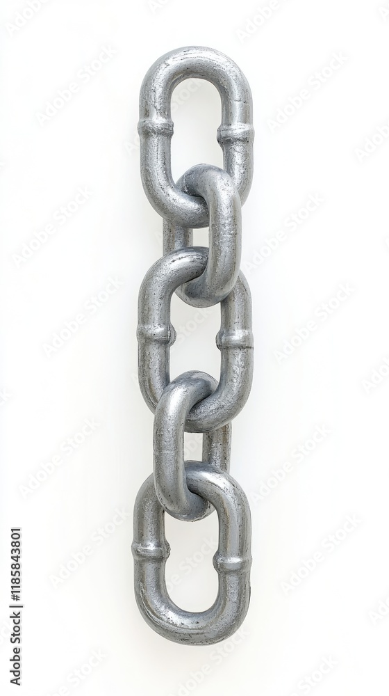 Close-Up of a Heavy Metal Chain Isolated on White Background for Industrial and Security Concepts Close-Up of a Heavy Metal Chain Isolated on White Background for Industrial and Security Concepts