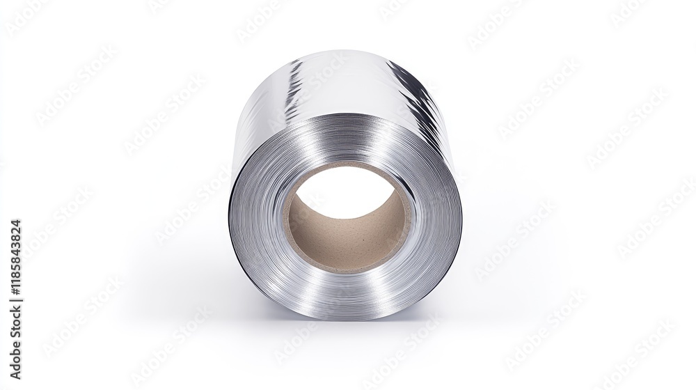 Shiny Aluminum Coil Roll Isolated on White Background for Industrial and Manufacturing Use Shiny Aluminum Coil Roll Isolated on White Background for Industrial and Manufacturing Use