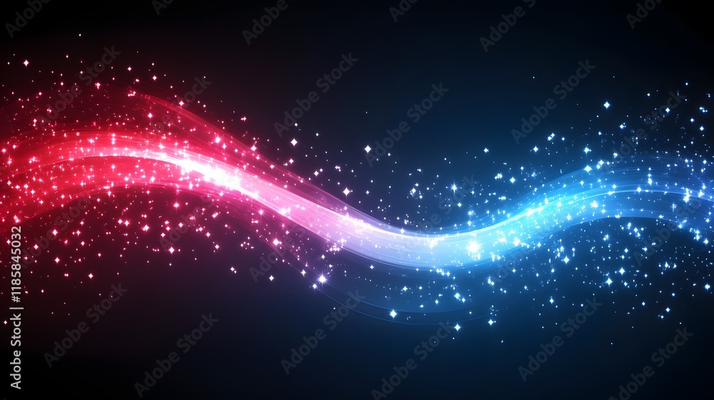 Obraz premium Abstract Red Blue Light Wave Sparkle Background