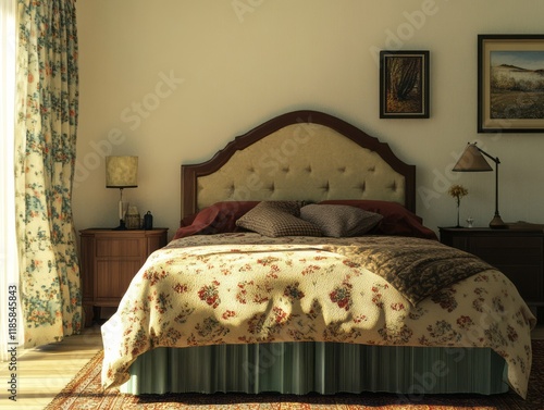 Sunlit Vintage Bedroom With...