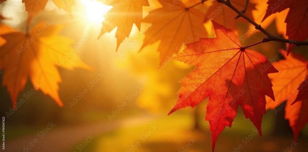 Close-up of vibrant autumn leaves, sunlight dappled , closeup, photography Close-up of vibrant autumn leaves, sunlight dappled , closeup, photography