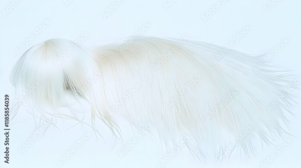 Silky White Hair Flows Smoothly and Elegantly on Blue Silky White Hair Flows Smoothly and Elegantly on Blue