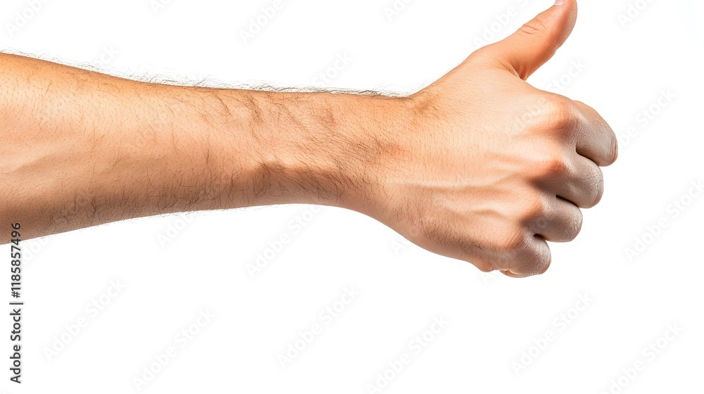 Male hand displaying a thumbs up gesture Male hand displaying a thumbs up gesture