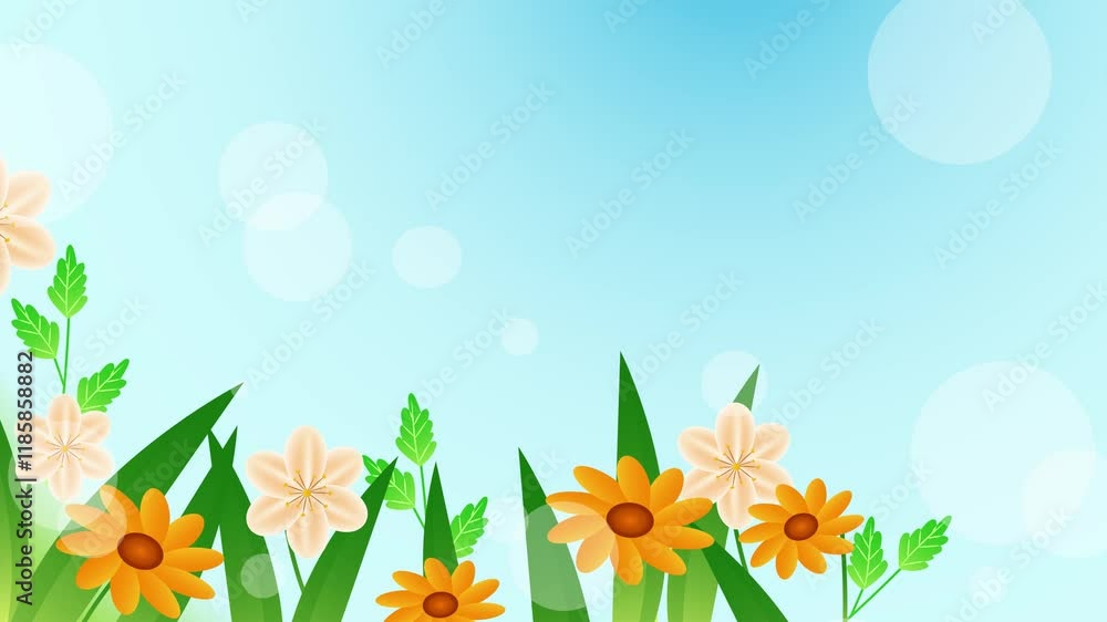 springtime blossoms and lush green leaves creating a vibrant floral background seamless 4k video background motion pop art design springtime blossoms and lush green leaves creating a vibrant floral background seamless 4k video background motion pop art design
