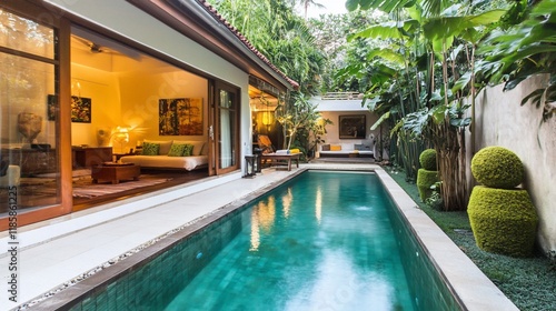 Wallpaper Mural Luxurious villa with private pool, lush tropical garden, and open-plan living area. Torontodigital.ca