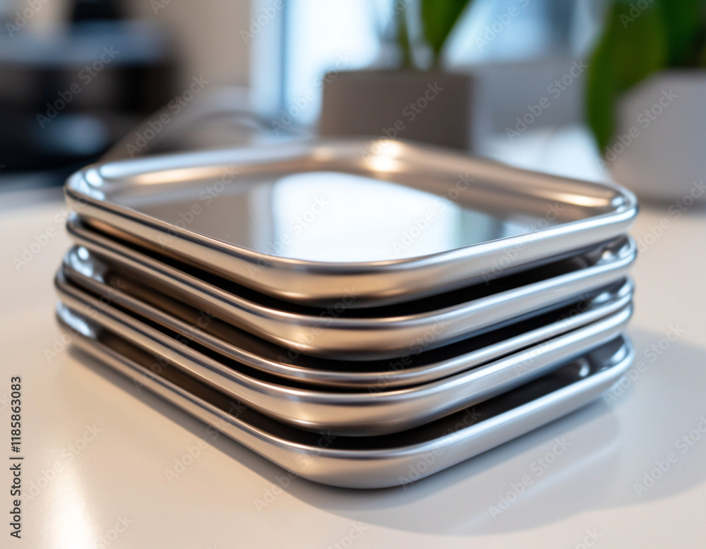 Stacked Metal Trays Stacked Metal Trays