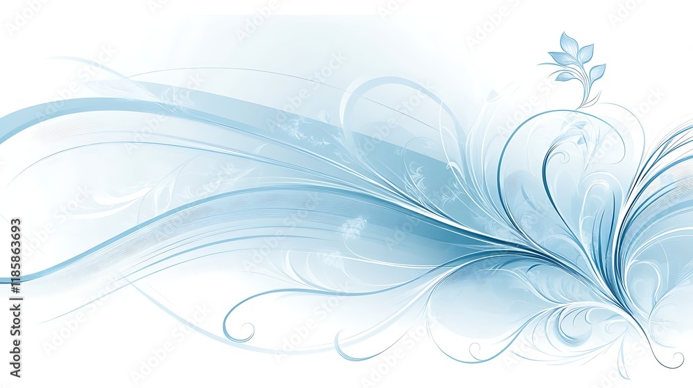 Abstract Blue Floral Design Swirling Wave Pattern Abstract Blue Floral Design Swirling Wave Pattern